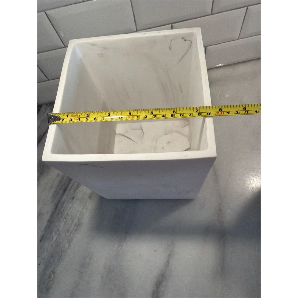Kassatex Marmol Bathroom Waste Basket Marble Look Heavy 995